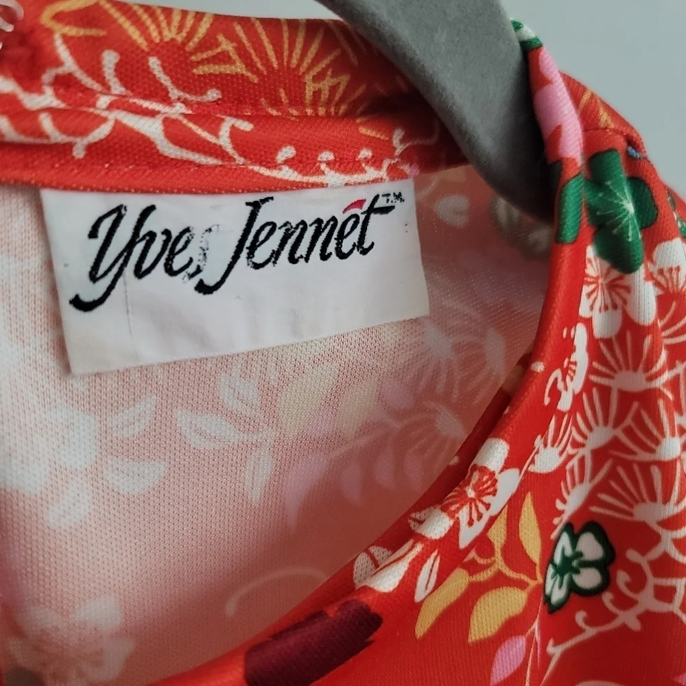 VTG Yves Jennet USA 70s Orange Floral Sleeveless‎ Maxi Dress Gown Women Medium